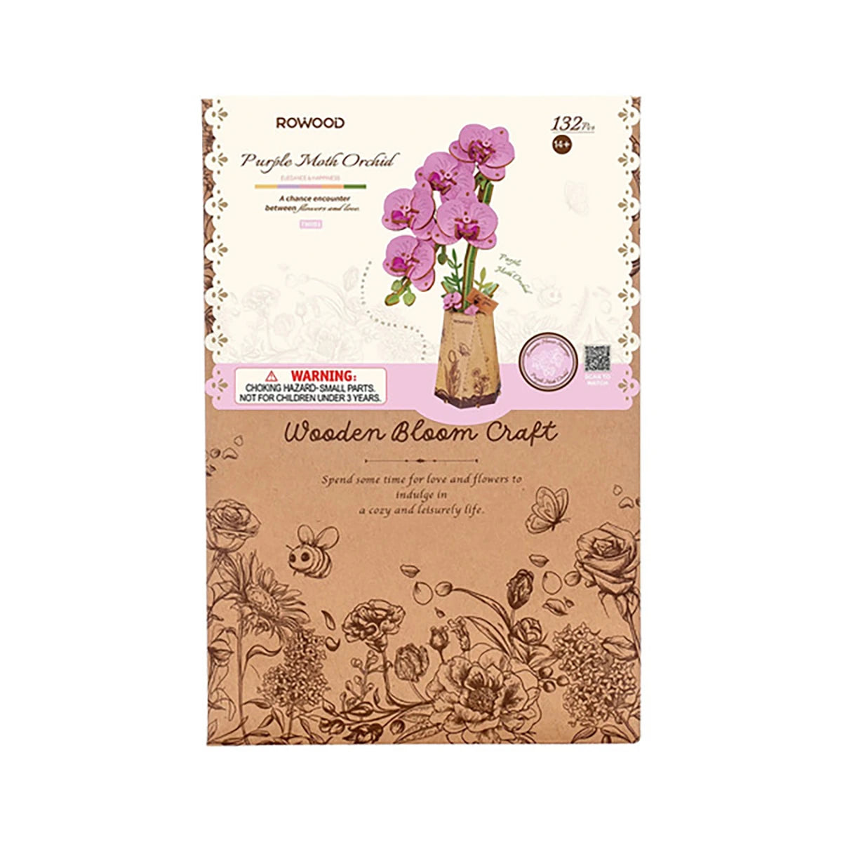 Orchidée Papillon Violette – Fleur en bois DIY (102 pièces)