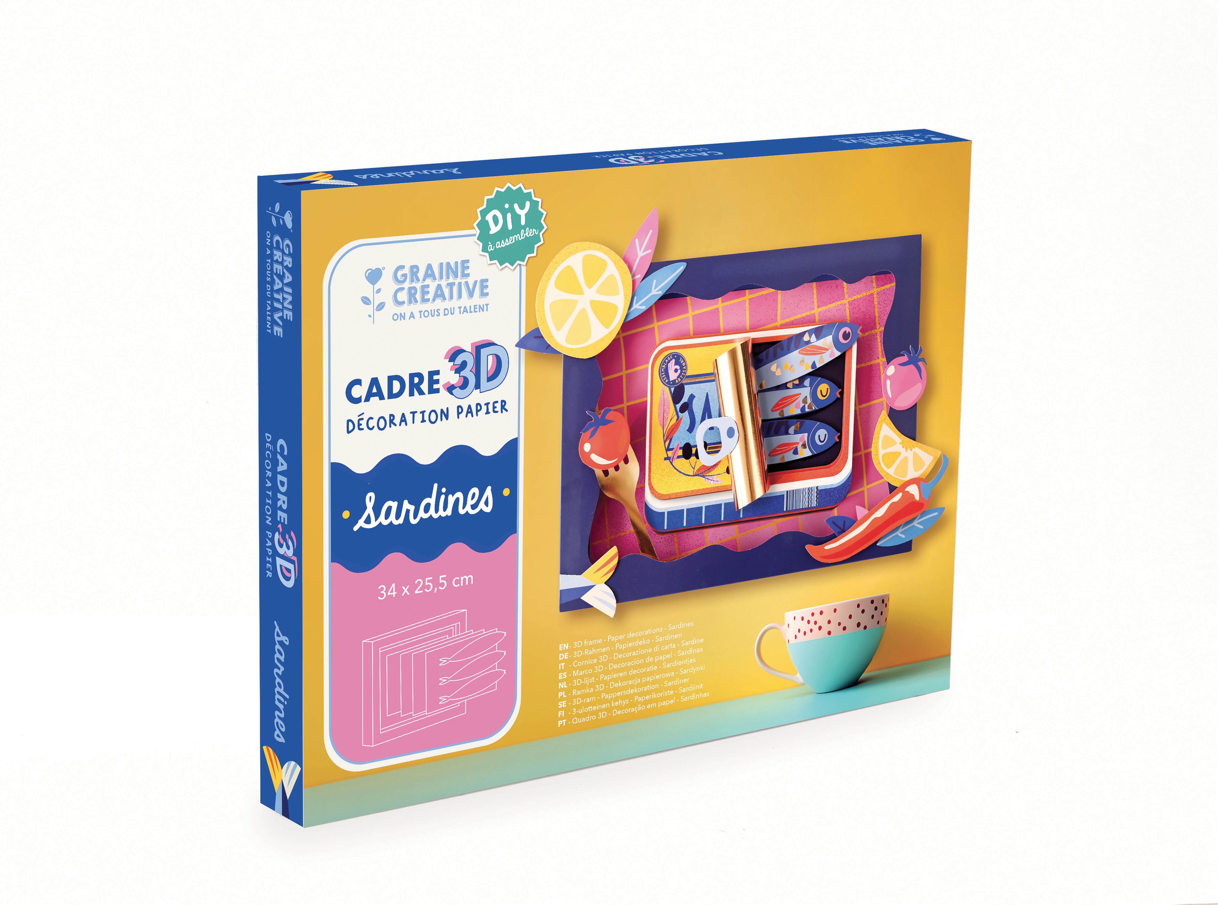 Cadre 3D papier sardines
