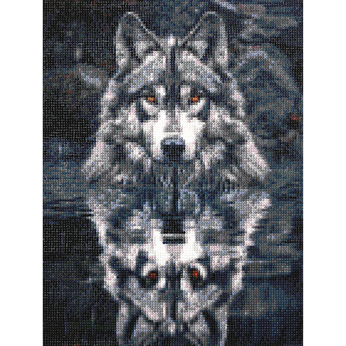 Broderie diamant - Loup 30x40cm