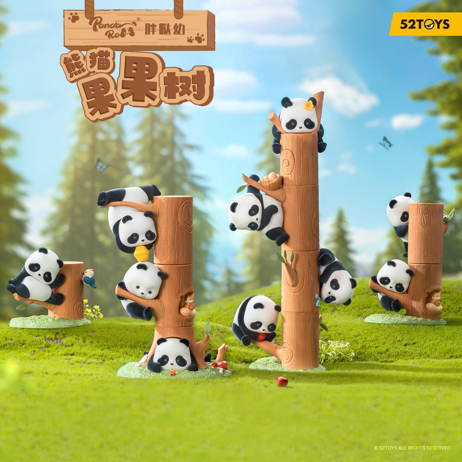 Mini figurine mystère Panda Roll Tree Climbing (modèle aléatoire)