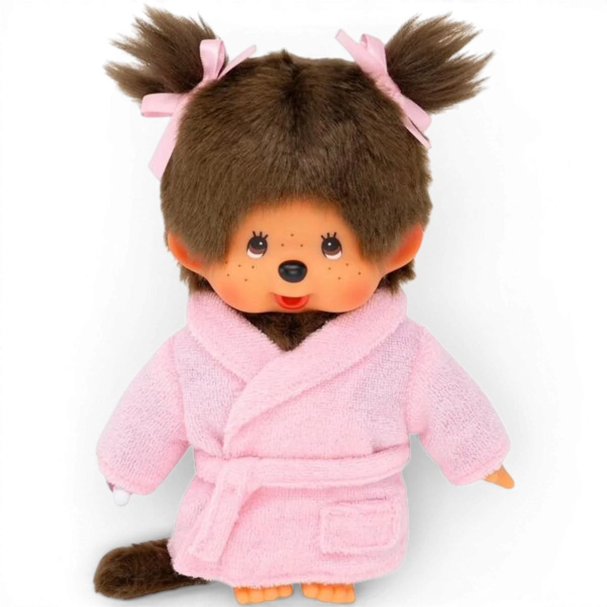 Peluche Monchhichi peignoir rose 20cm