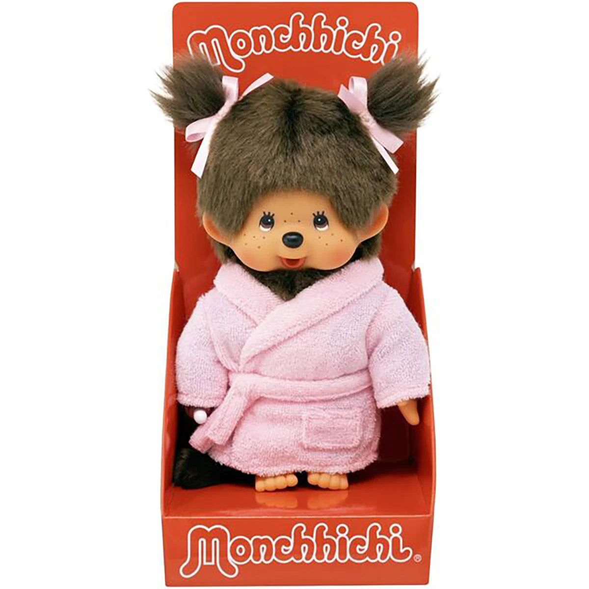Peluche Monchhichi peignoir rose 20cm