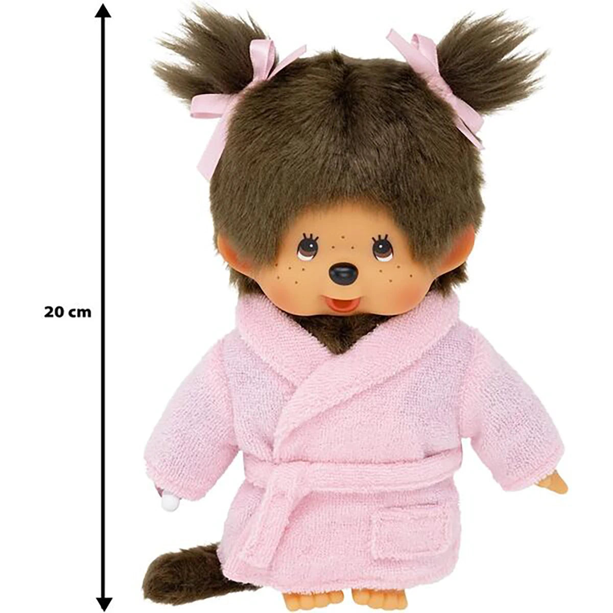 Peluche Monchhichi peignoir rose 20cm