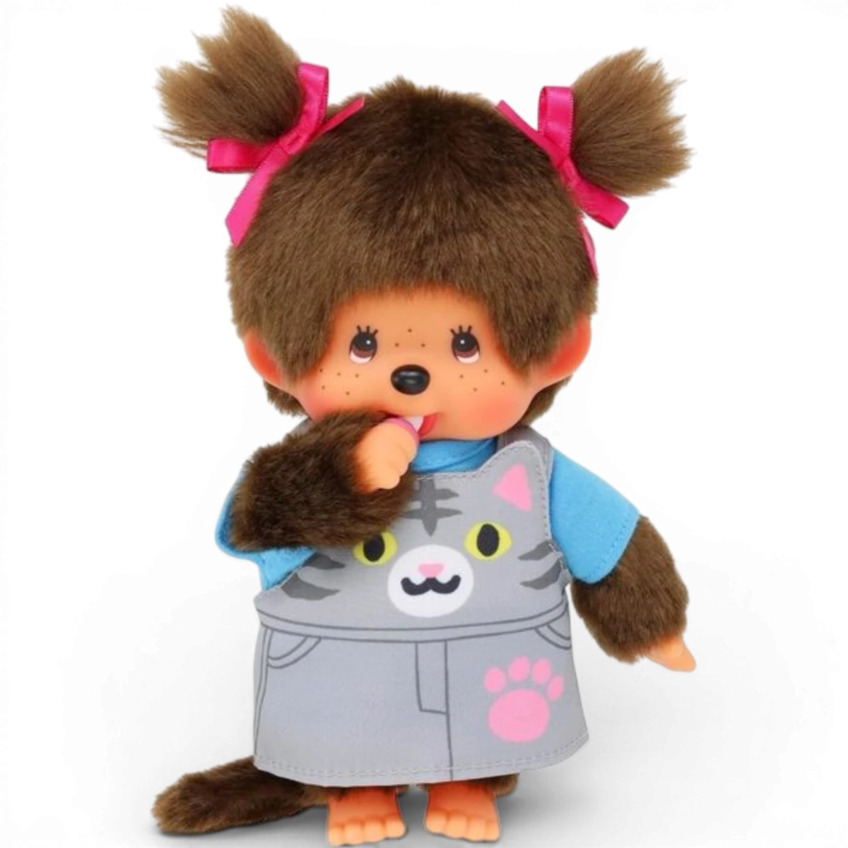 Peluche Monchhichi salopette grise 20cm