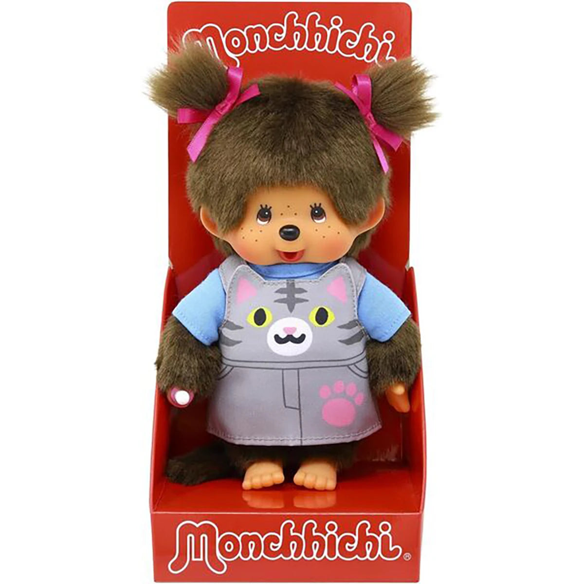 Peluche Monchhichi salopette grise 20cm