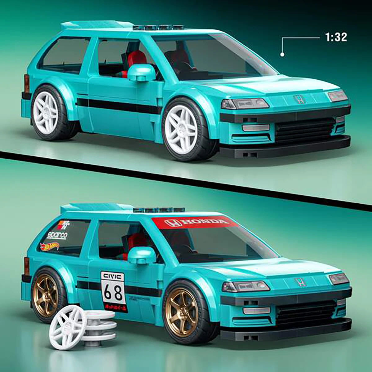 Custom 90 Honda Civic EF – Coffret de construction – Mattel Brick Shop