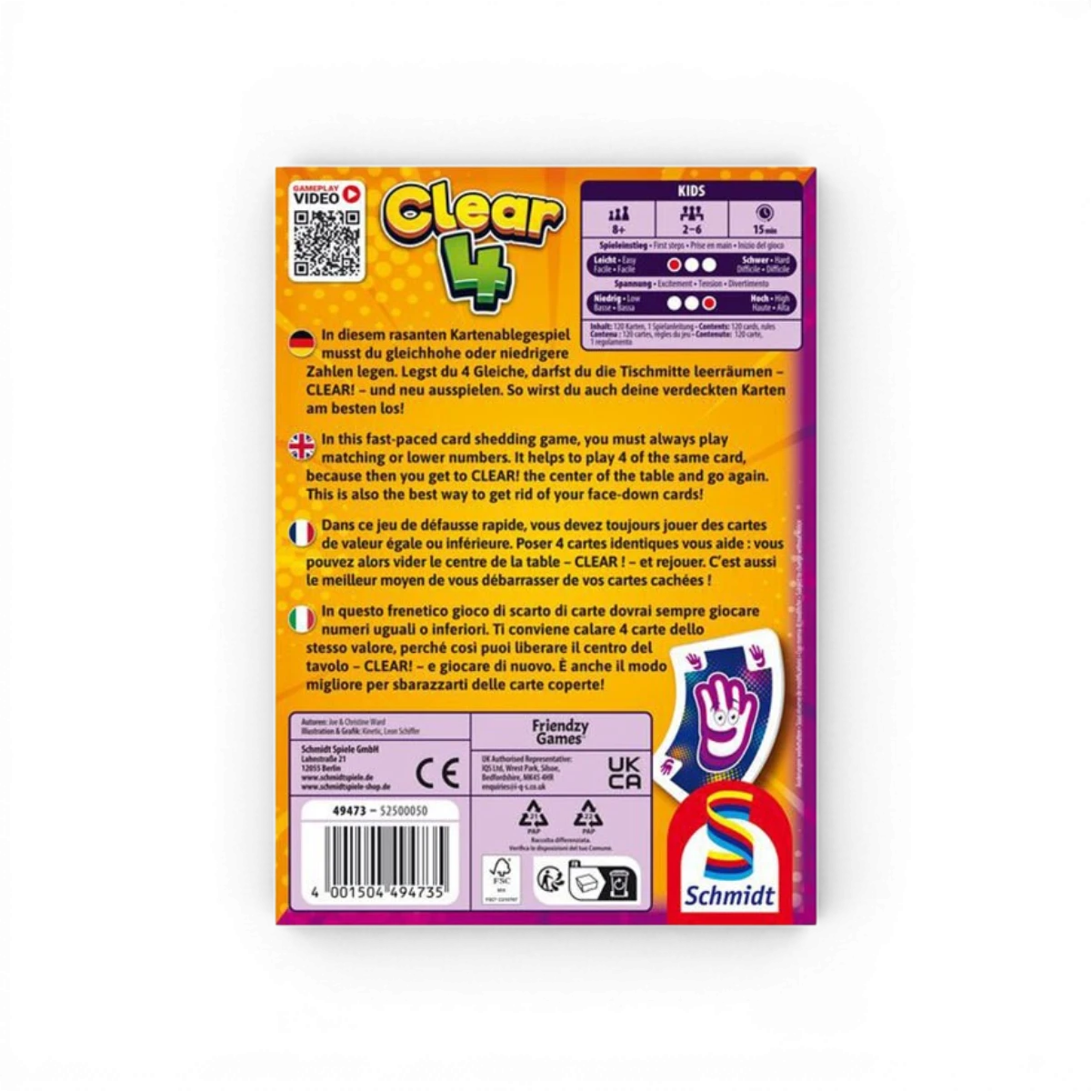 Clear4 – Jeu de cartes rapide