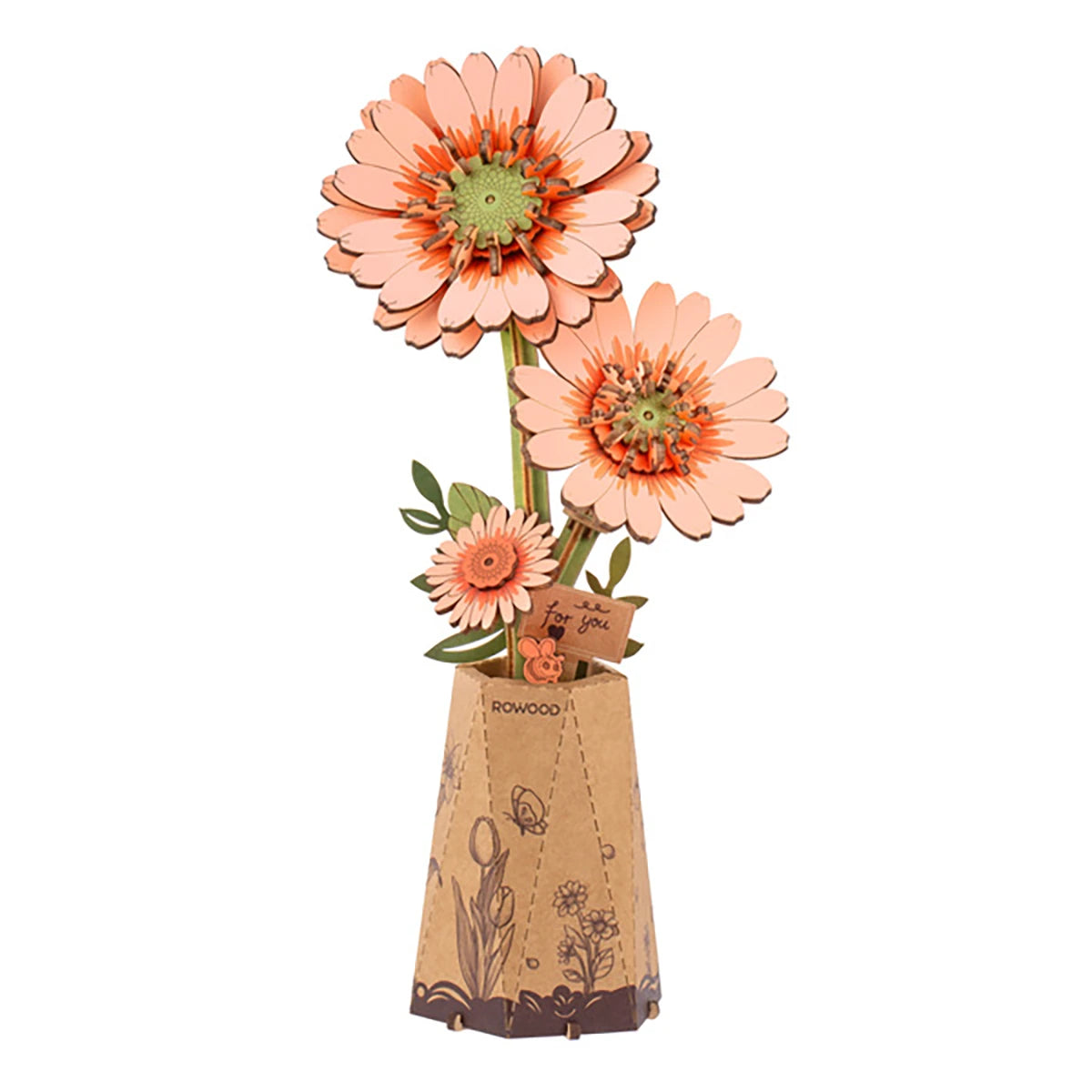 Gerbera Orange – Maquette en bois (105 pièces)