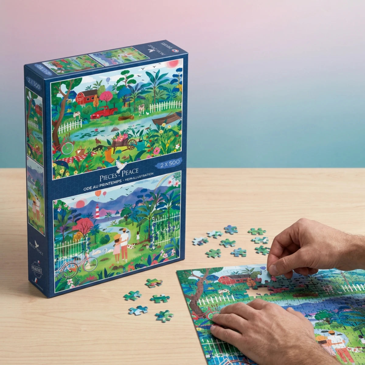Coffret 2 Puzzles Printemps - 500 Pièces