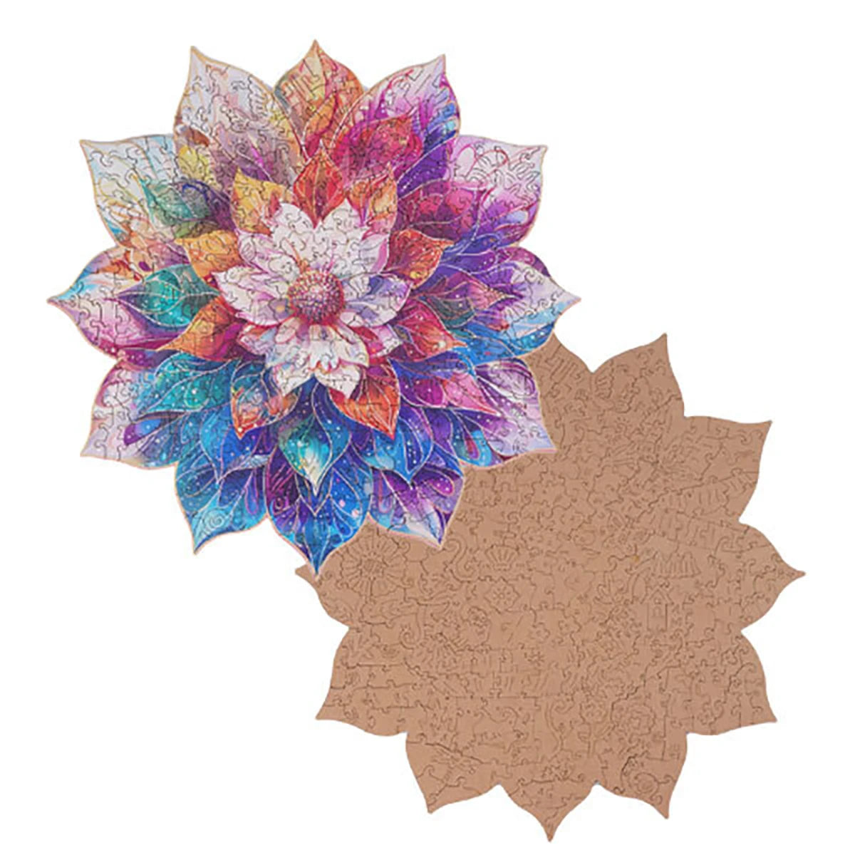 Fleur mystique en mandala - Puzzle en bois - 200 pièces