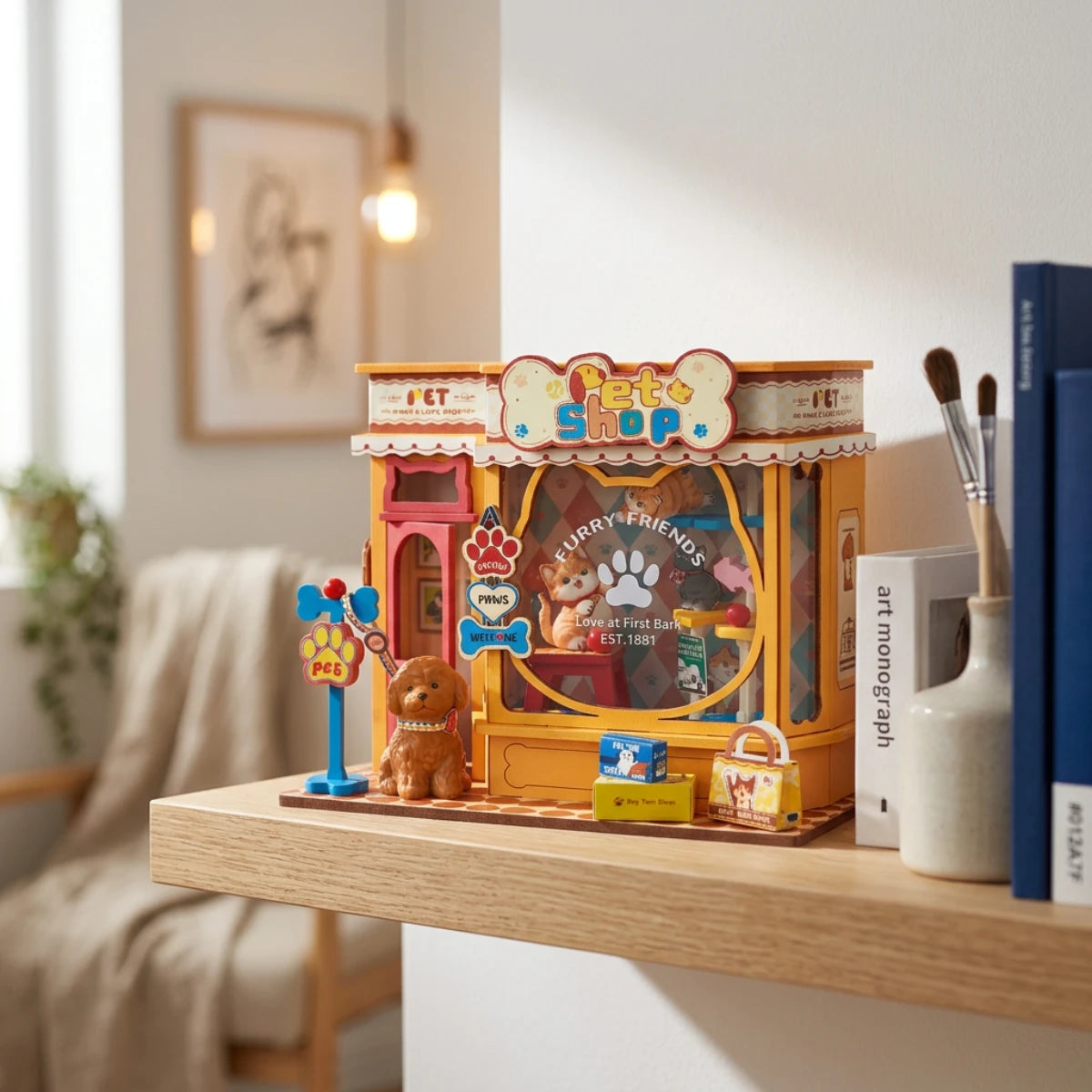Animalerie Pawfect – Maquette en bois (76 pièces)