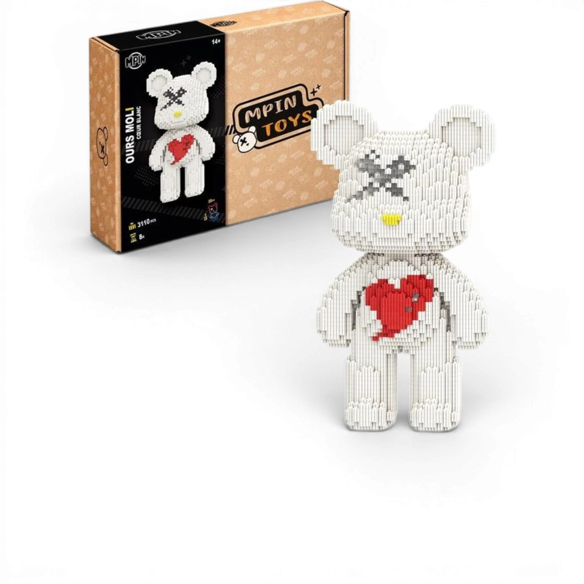 Maquette M Blocks - Ours Moli cœur blanc (3110 pièces)