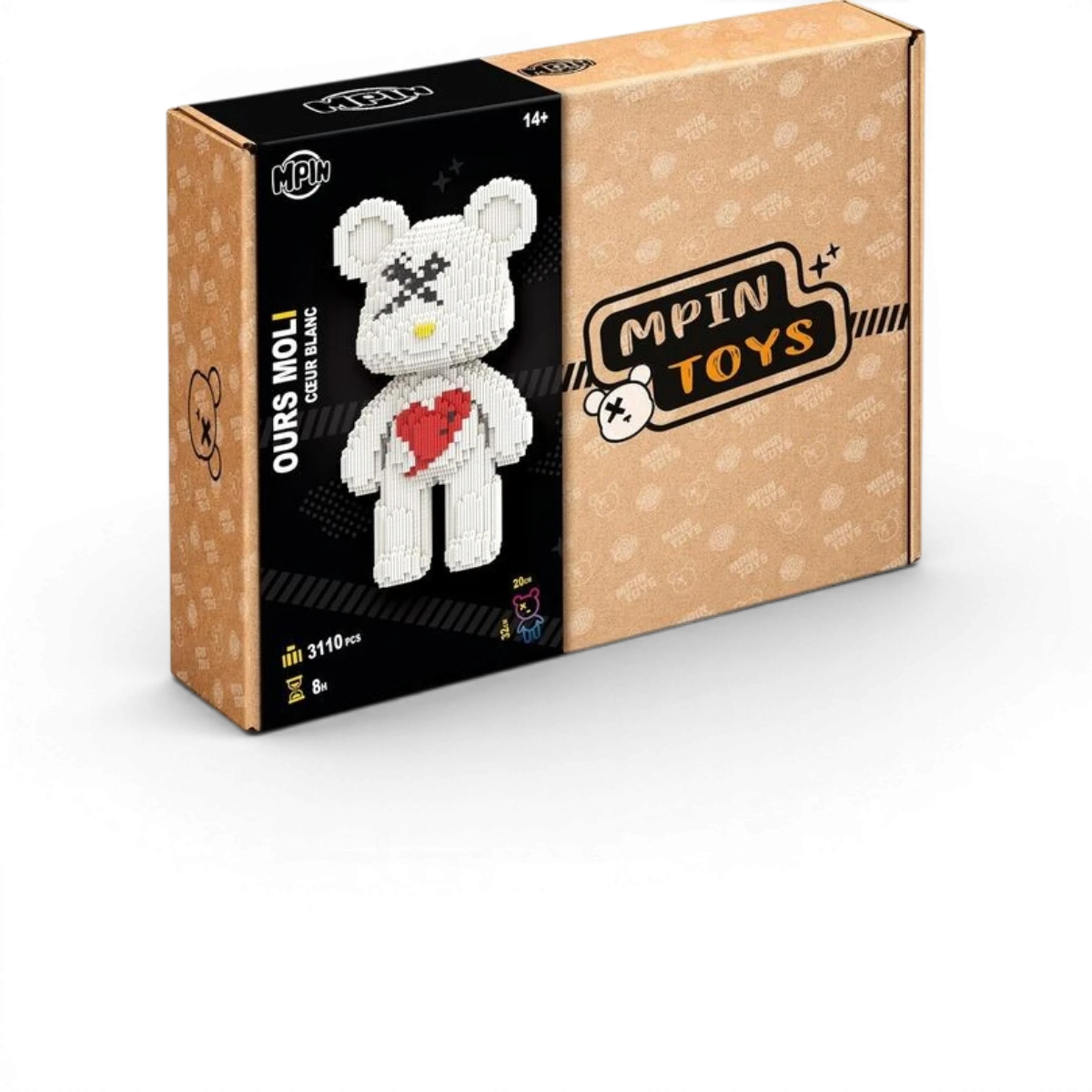 Maquette M Blocks - Ours Moli cœur blanc (3110 pièces)