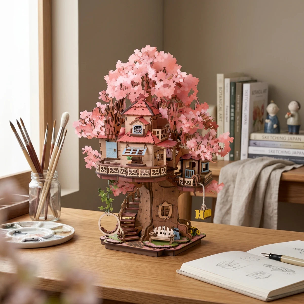 Sakura Tree House – Puzzle 3D en bois (535 pièces)