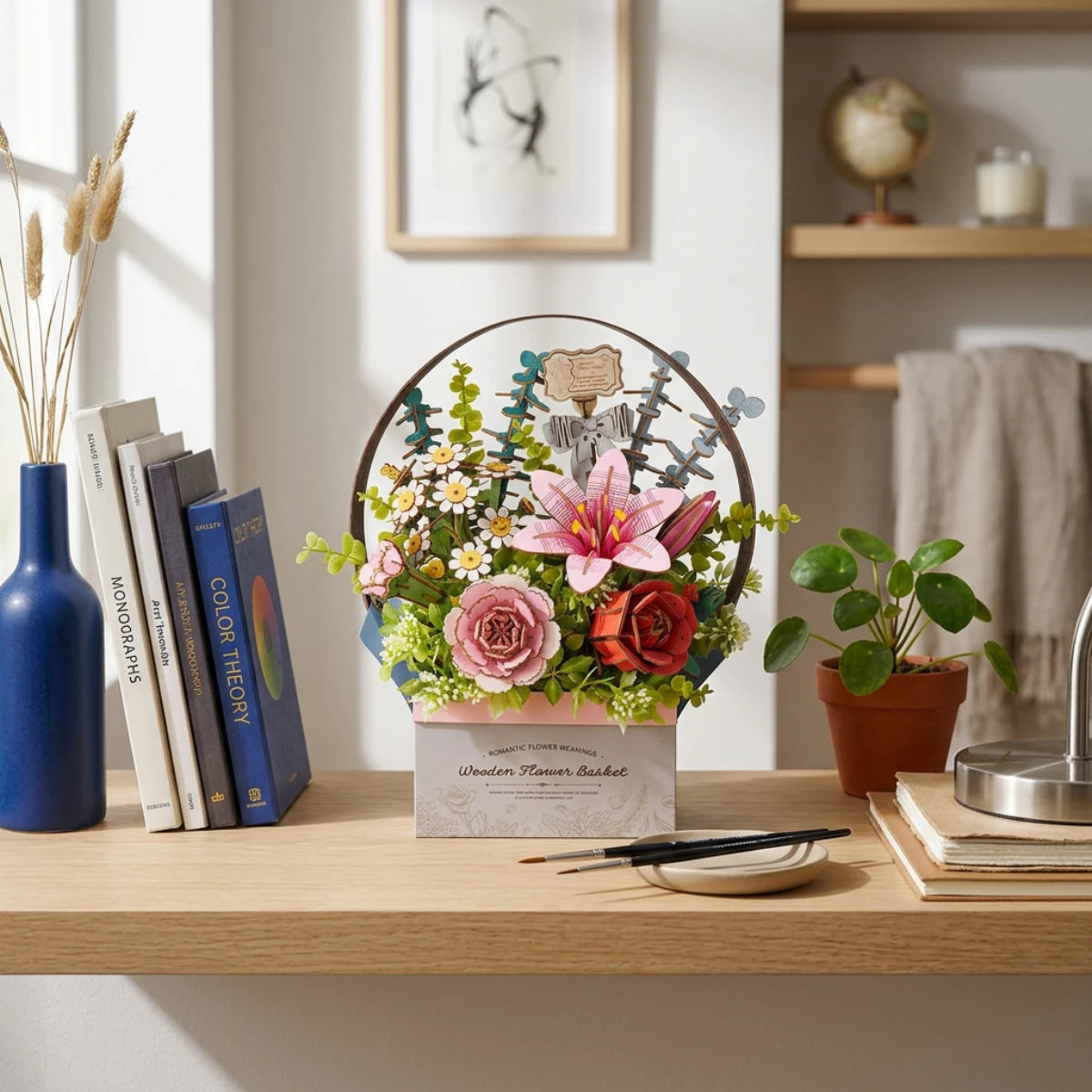 Puzzle 3D Wooden Flower Basket – panier fleurs en bois