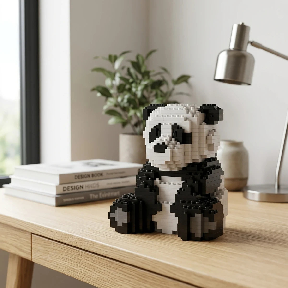Panda Assis 14 cm – Jeu de construction – JEKCA