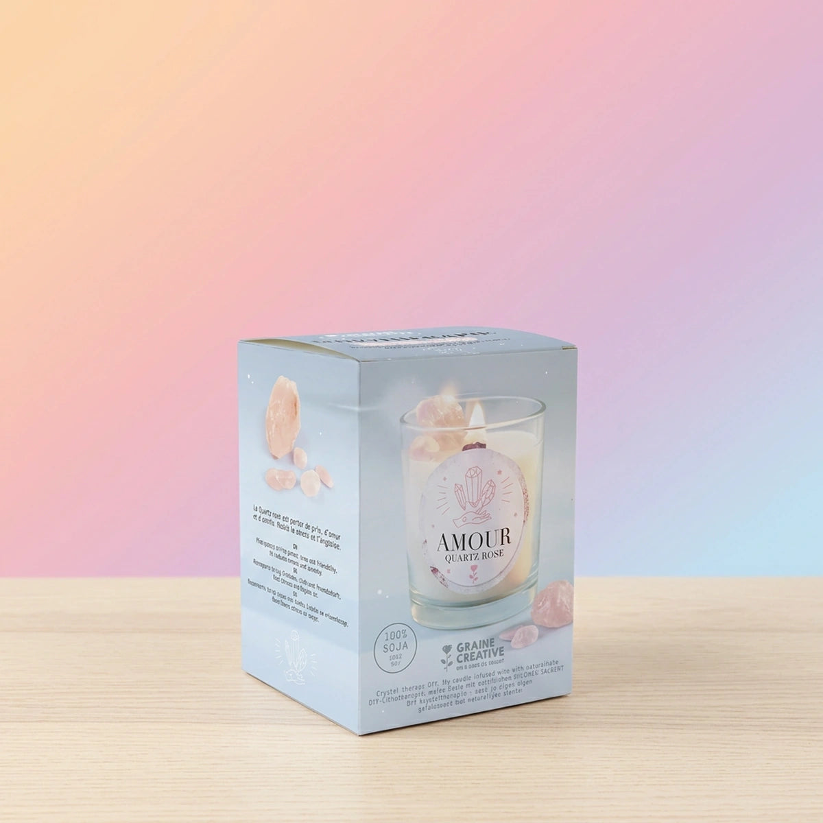 Bougie Amour Quartz Rose – Lithothérapie – Kit DIY