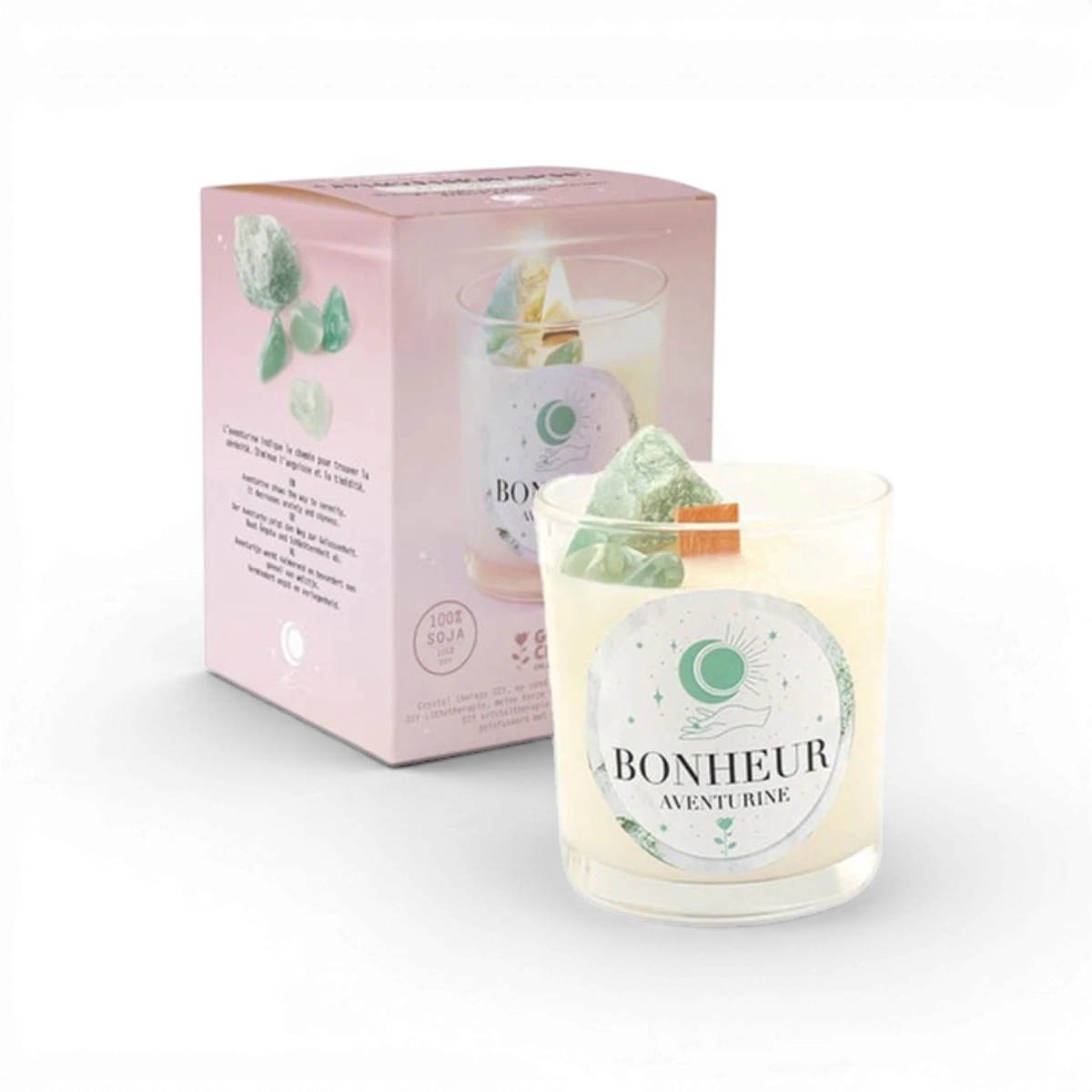 Bougie Bonheur Aventurine – Lithothérapie – Kit DIY