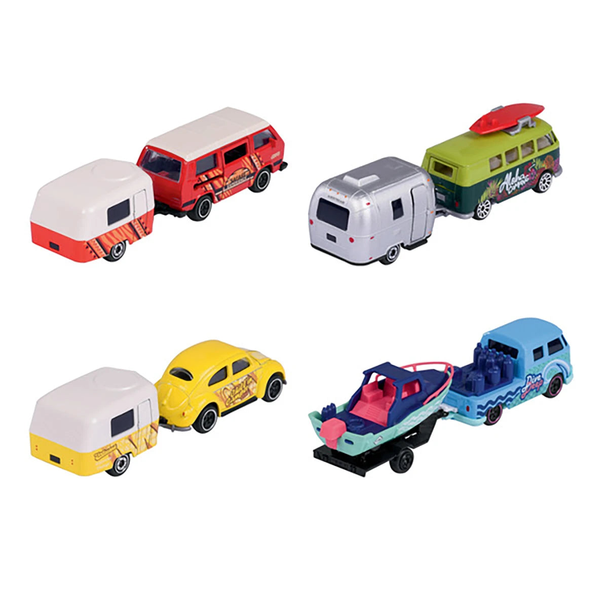 Voiture Volkswagen + remorque 1:64 (modèle aléatoire) – Majorette