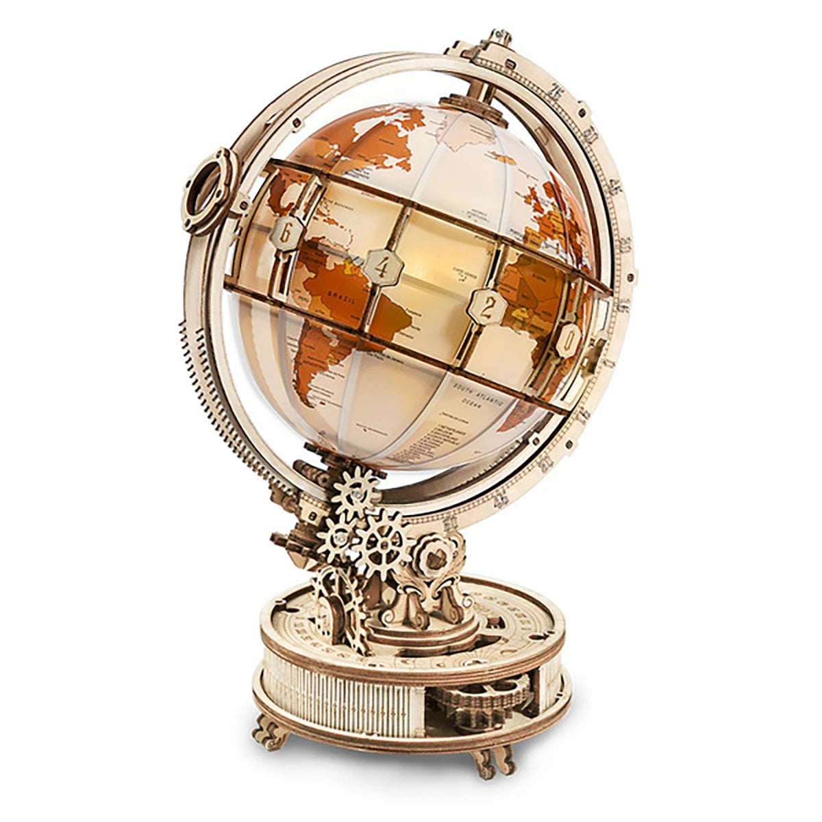 Globe Terrestre Lumineux – Puzzle 3D en bois