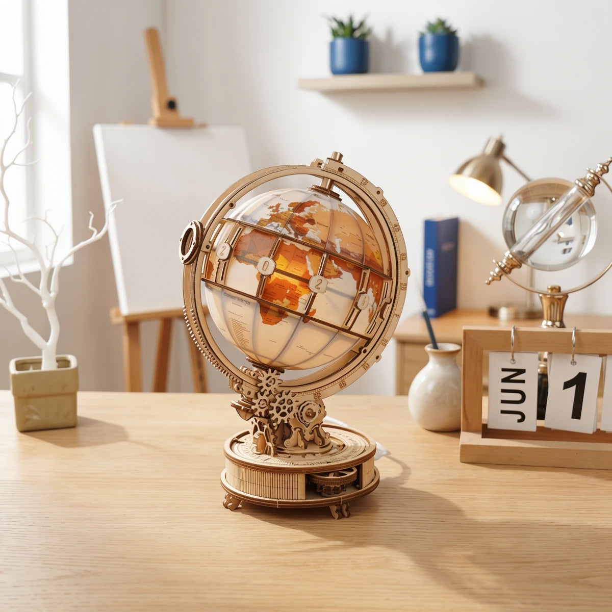 Globe Terrestre Lumineux – Puzzle 3D en bois