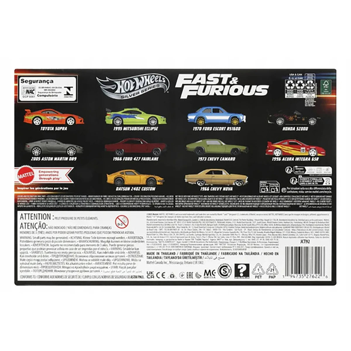 Coffret 10 voitures Fast & Furious 1:64 – Hot Wheels