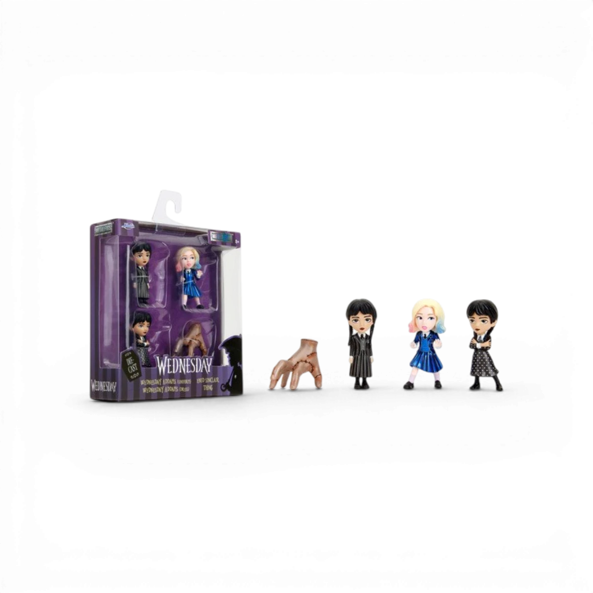 Coffret 4 figurines Mercredi Addams - Métal 6,5 cm