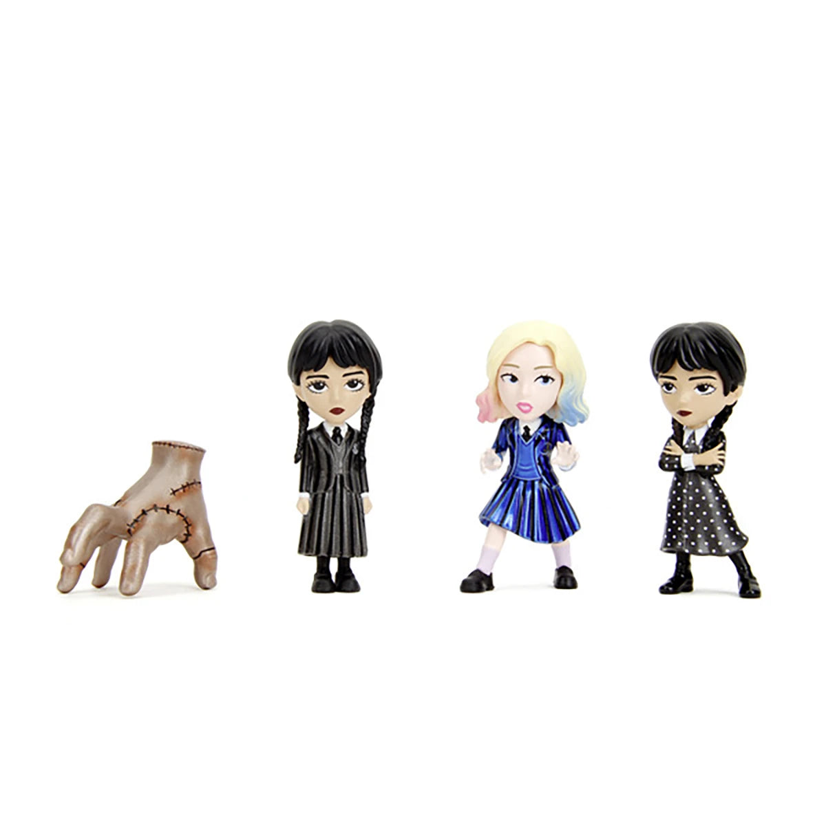 Coffret 4 figurines Mercredi Addams - Métal 6,5 cm