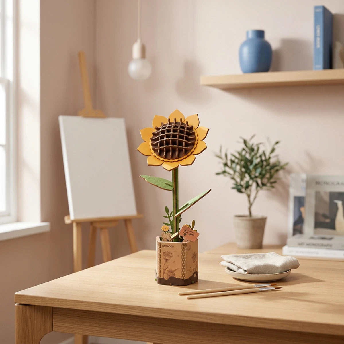 Tournesol – Puzzle fleur 3D en bois (86 pièces)