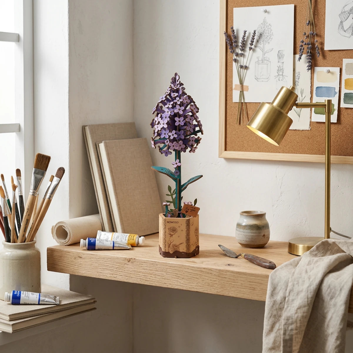 Lilas – Puzzle fleur 3D en bois (154 pièces)