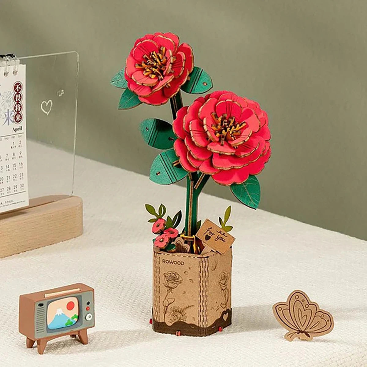 Camélia – Fleur en bois DIY (113 pièces)