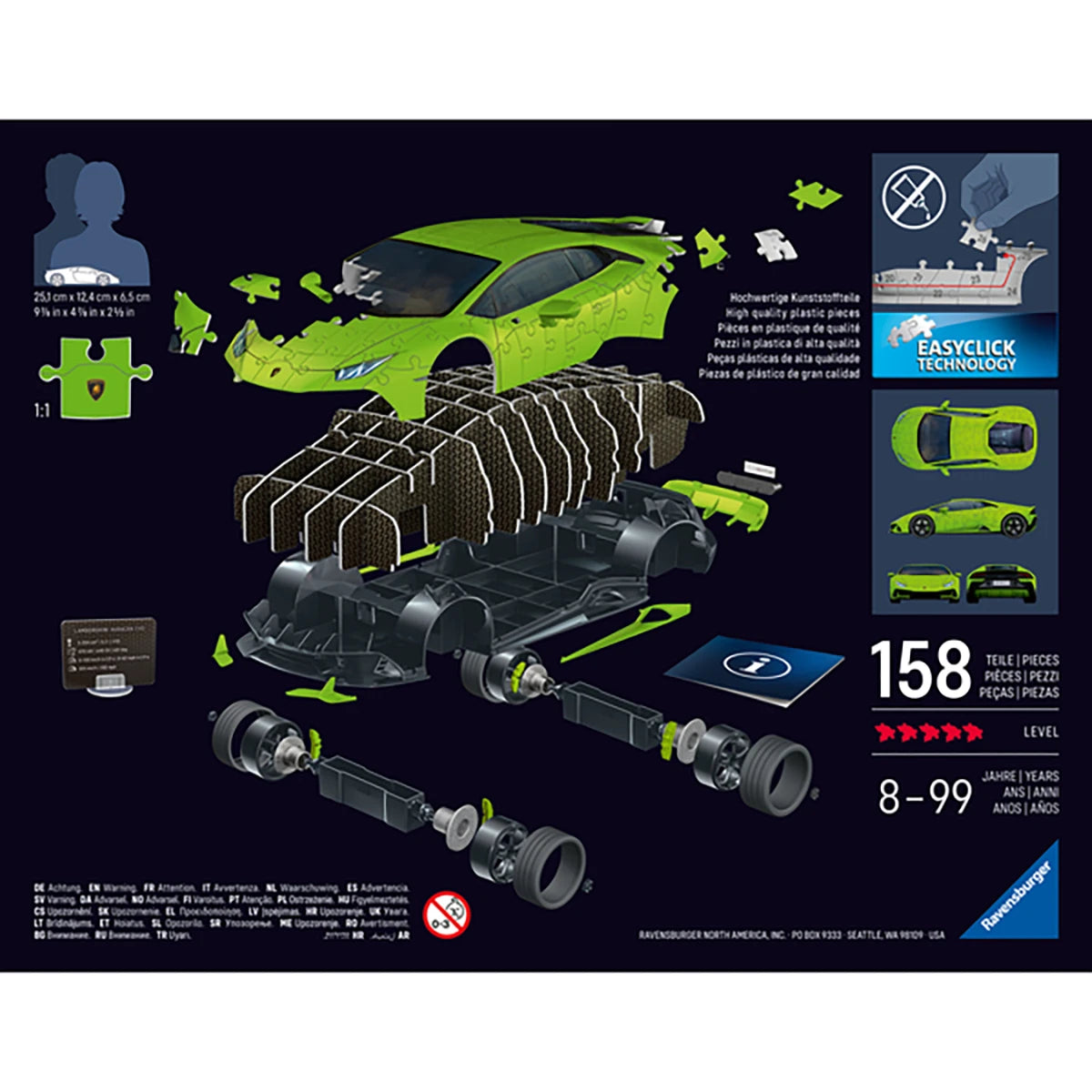 Puzzle 3D Lamborghini Huracán EVO 108 pièces