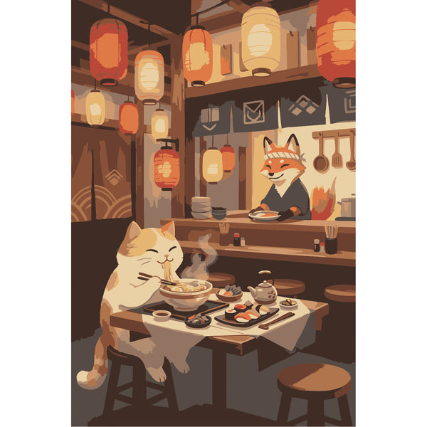 Peinture au numéro - Chat ramen
