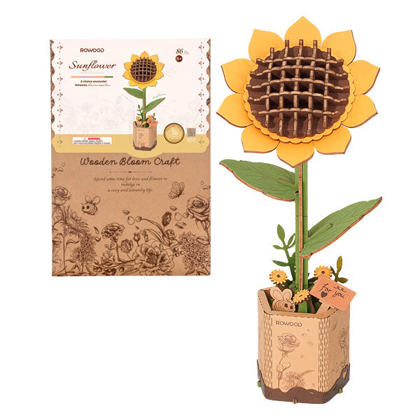 Tournesol – Puzzle fleur 3D en bois (86 pièces)