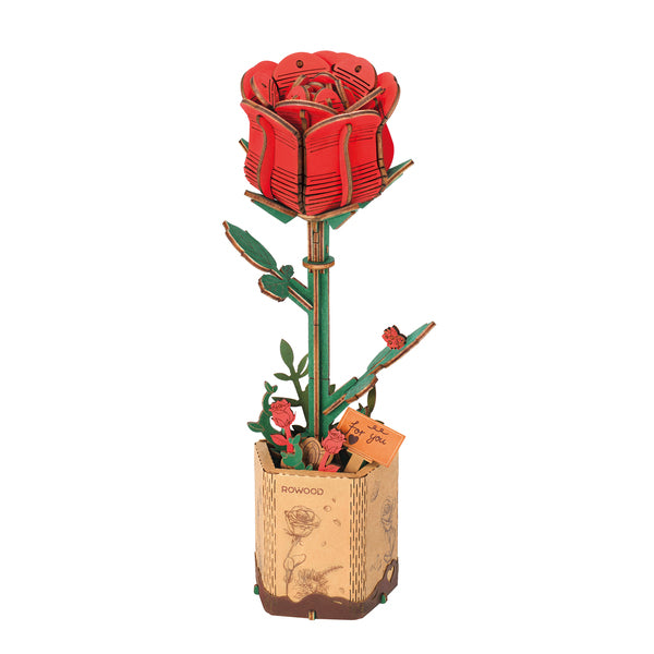 Rose Rouge – Puzzle fleur 3D en bois (106 pièces)