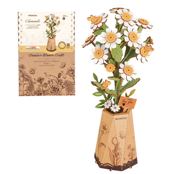 Camomille – Puzzle fleur 3D en bois (101 pièces)