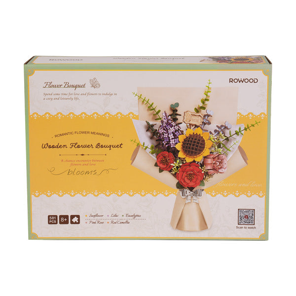 Bouquet de Fleurs – Puzzle 3D en bois (581 pièces)