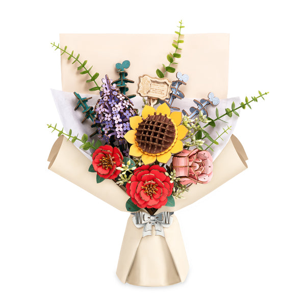 Bouquet de Fleurs – Puzzle 3D en bois (581 pièces)