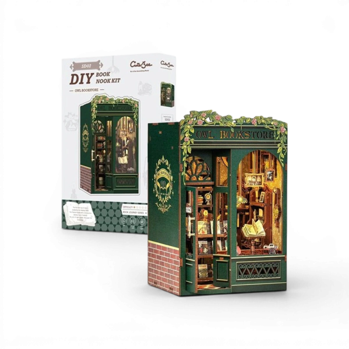 Owl Bookstore – Book Nook – Kit DIY