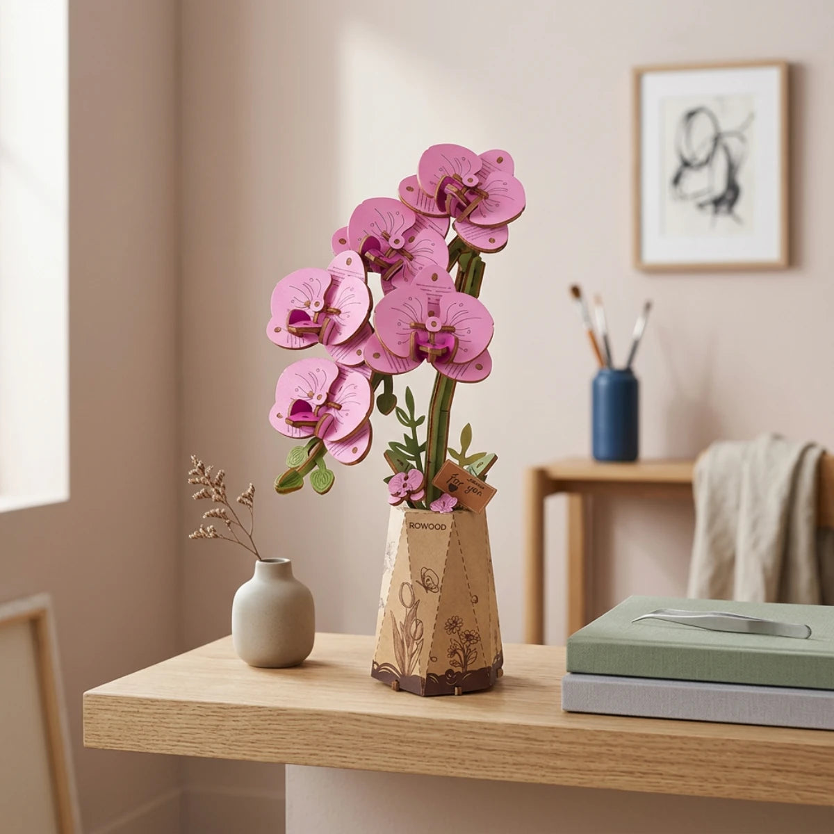 Orchidée Papillon Violette – Fleur en bois DIY (102 pièces)