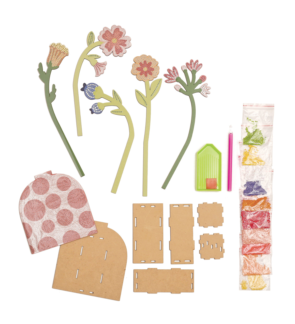 Kit vase et fleurs à strasser rouge