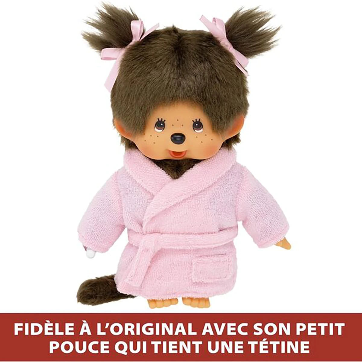 Peluche Monchhichi peignoir rose 20cm