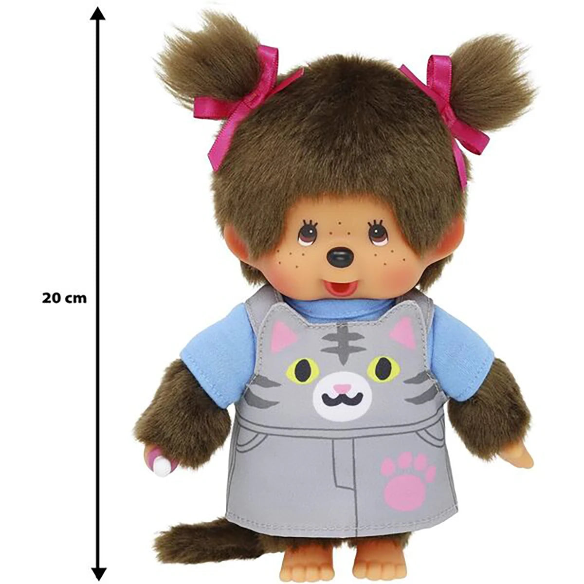 Peluche Monchhichi salopette grise 20cm