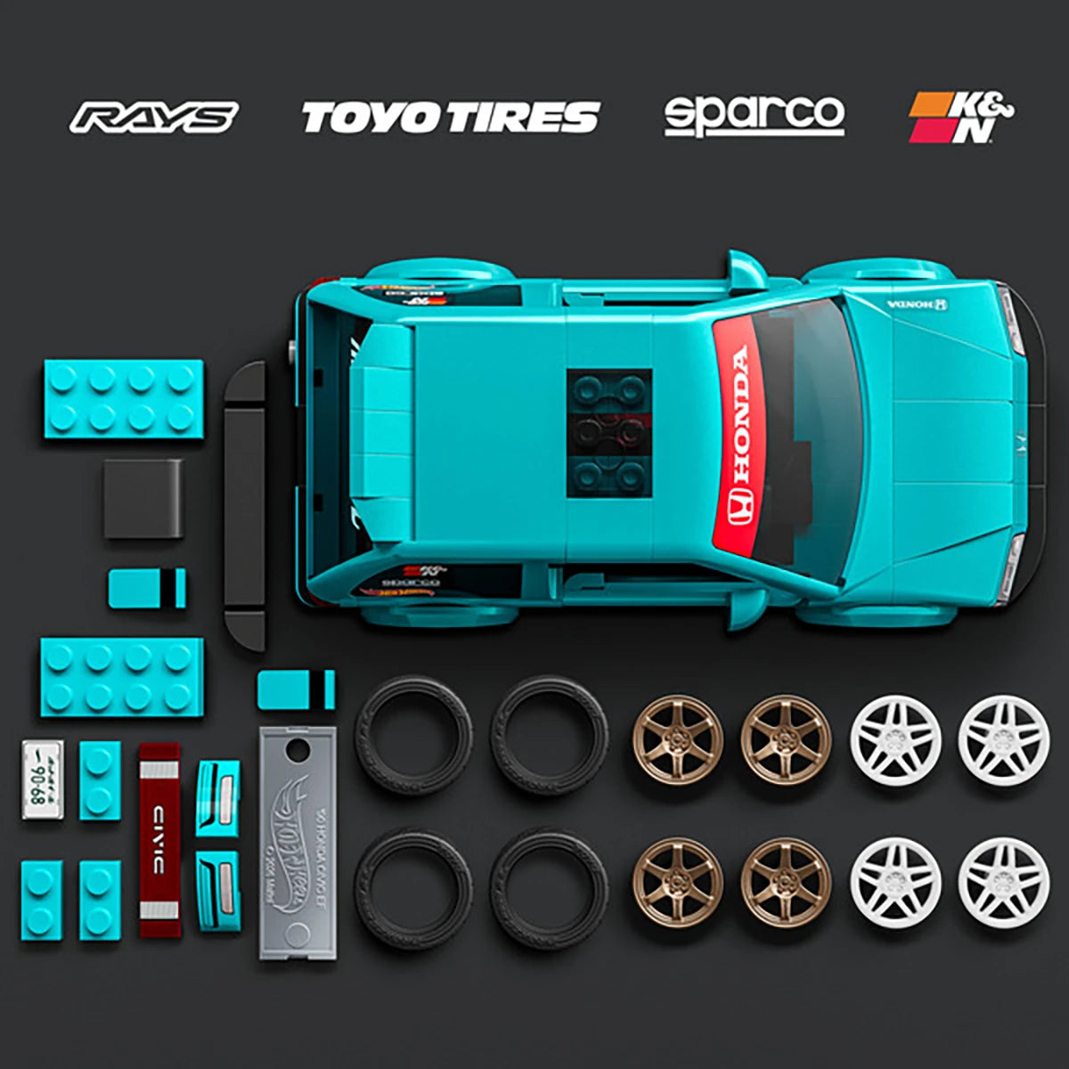 Custom 90 Honda Civic EF – Coffret de construction – Mattel Brick Shop