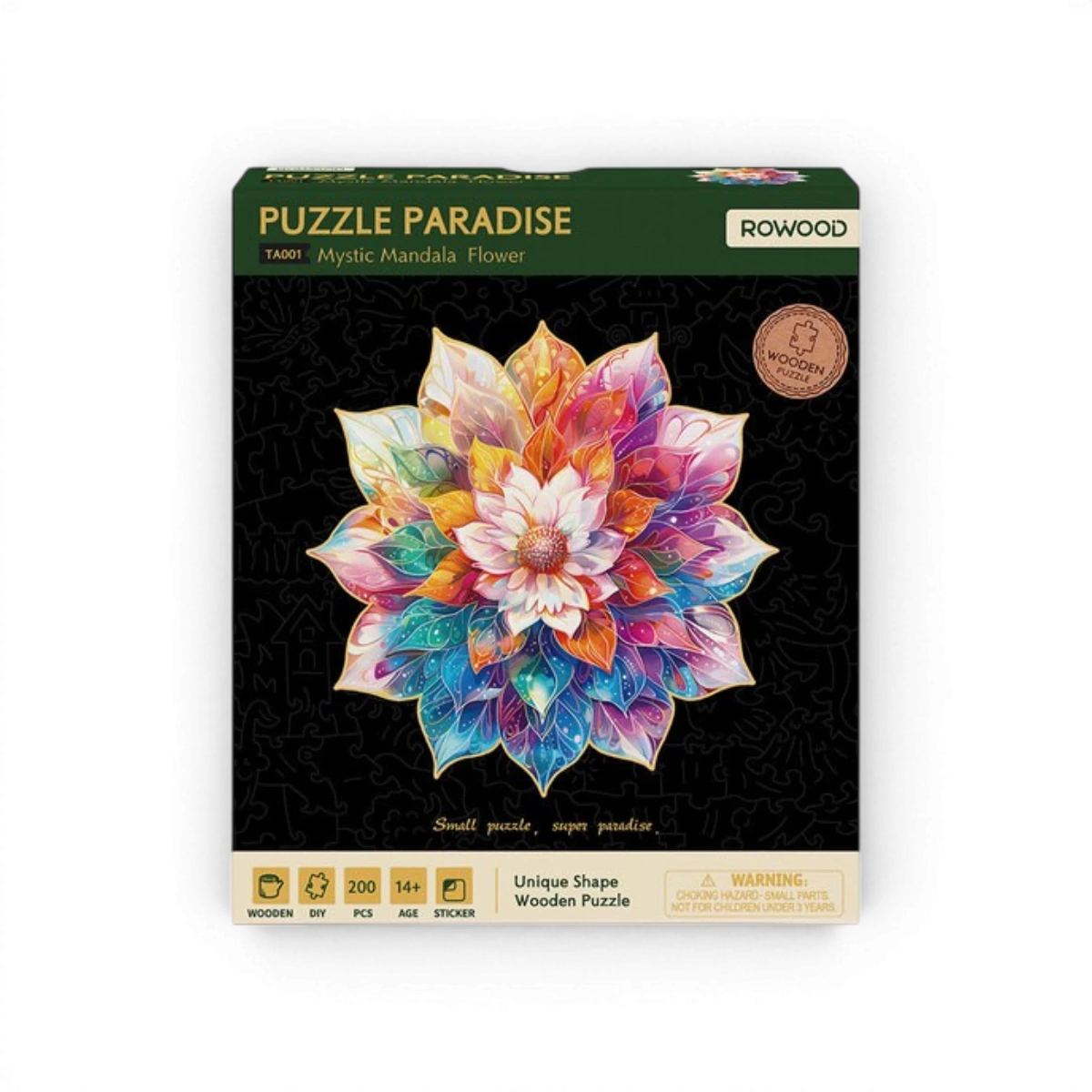 Fleur mystique en mandala - Puzzle en bois - 200 pièces