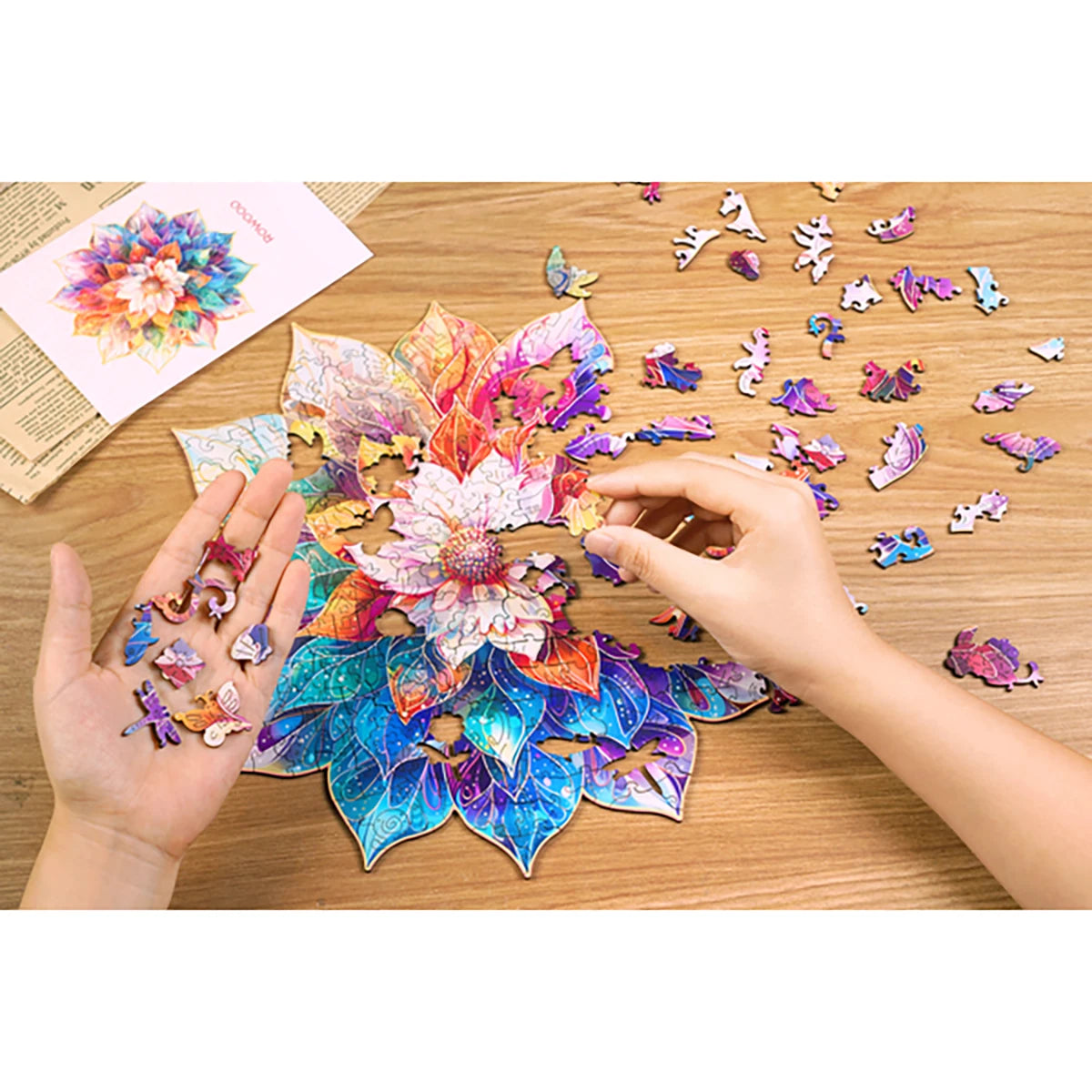 Fleur mystique en mandala - Puzzle en bois - 200 pièces