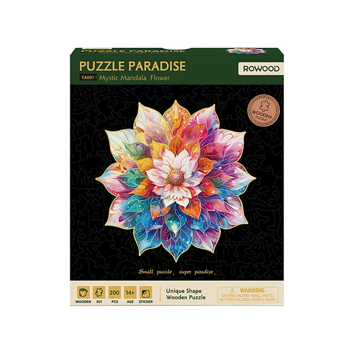 Fleur mystique en mandala - Puzzle en bois - 200 pièces