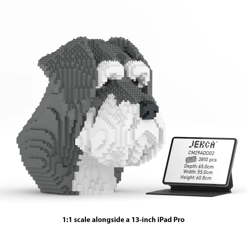 Jeu de construction Jekca - Buste Schnauzer (3810 pièces)