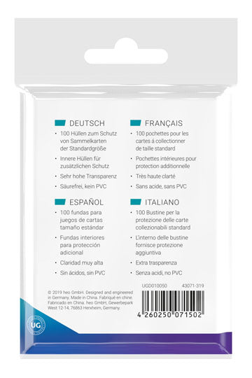 100 pochettes plastique  Precise-Fit - Ultimate Guard