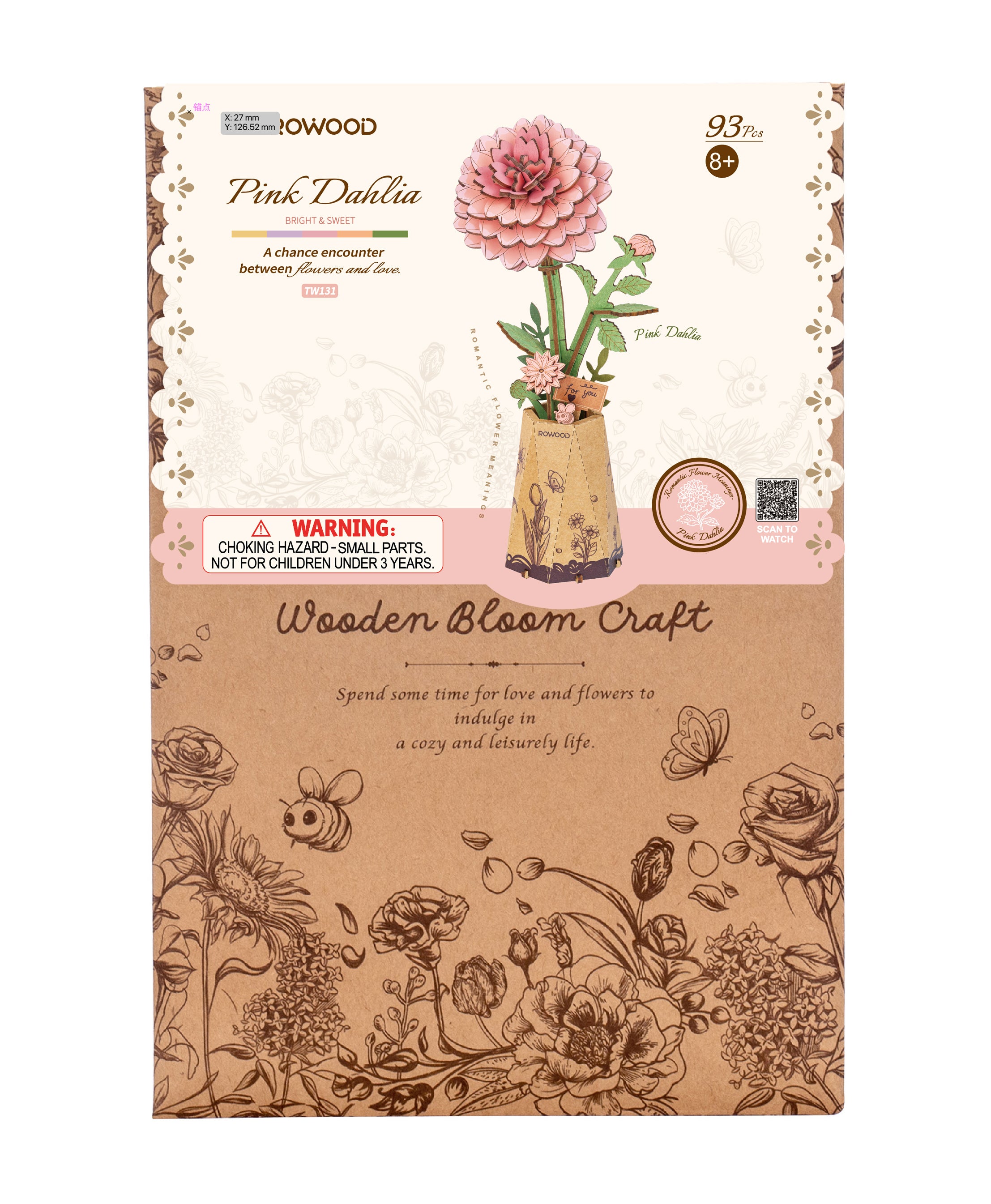 Puzzle 3D Dahlia rose – 93 pièces
